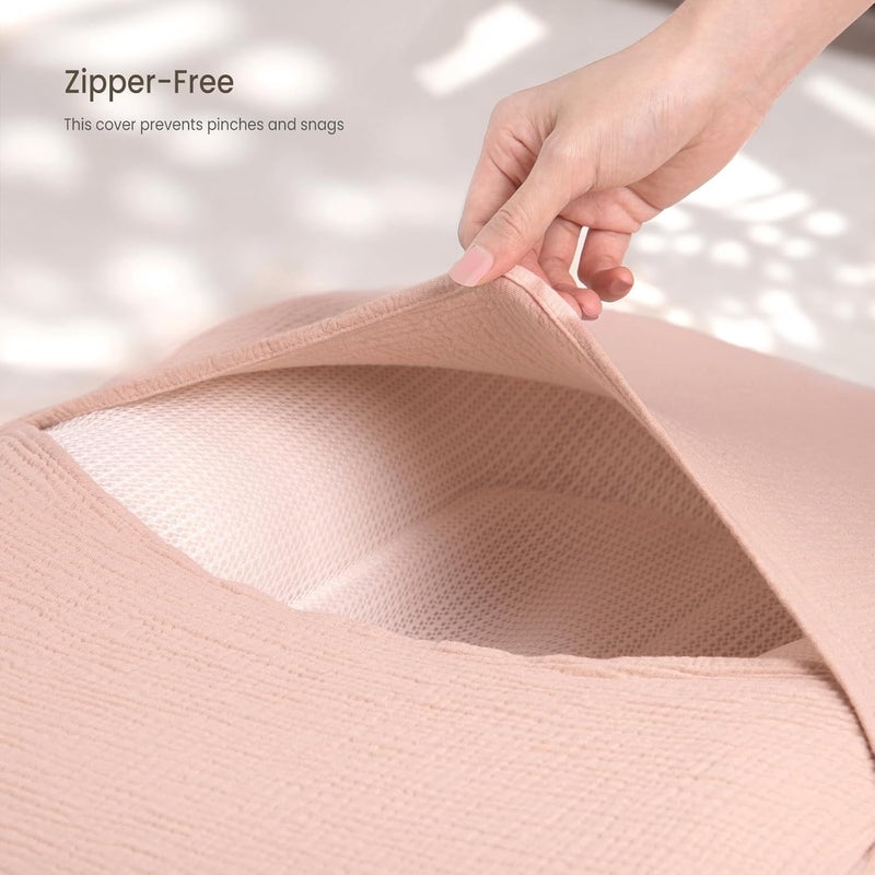 Termichy Baby Lounger Covers Muslin: Soft and Breathable Slipcover for Snuggle Me Lounger - Machine Washable & Zipper-Free for Safe Daily Use - Pink Floral for Girls - Image 3